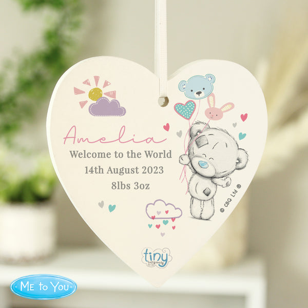 Buy Personalised Tiny Tatty Teddy Dream Big Pink Wooden Heart Decoration at www.giftsfinder.co.uk