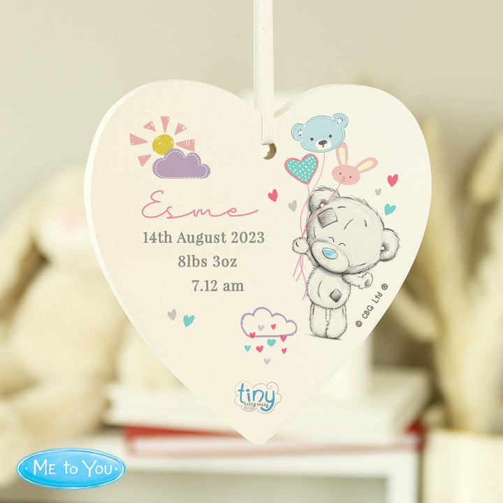 Buy Personalised Tiny Tatty Teddy Dream Big Pink Wooden Heart Decoration at www.giftsfinder.co.uk