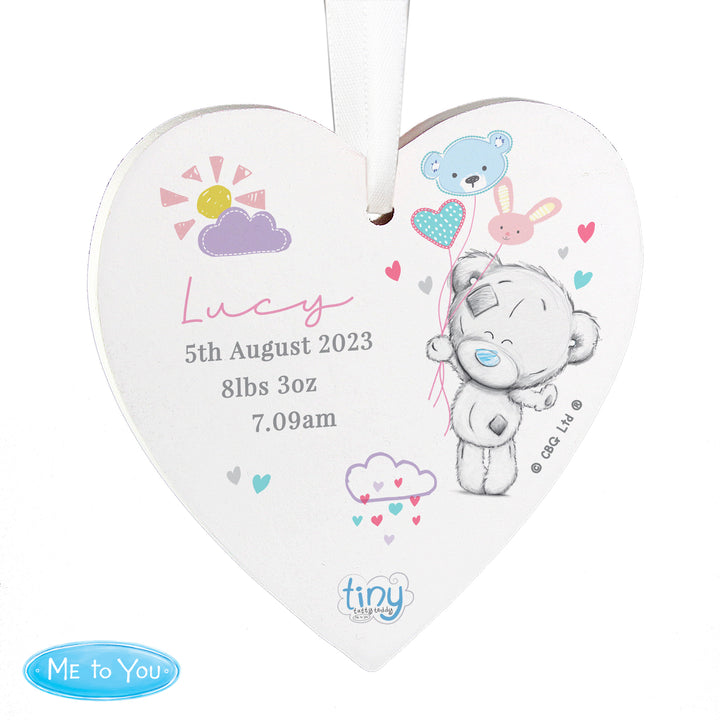 Buy Personalised Tiny Tatty Teddy Dream Big Pink Wooden Heart Decoration at www.giftsfinder.co.uk