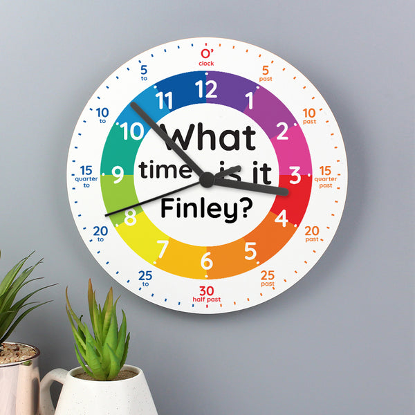 Buy Personalised What Time Is It? Wooden Clock at www.giftsfinder.co.uk