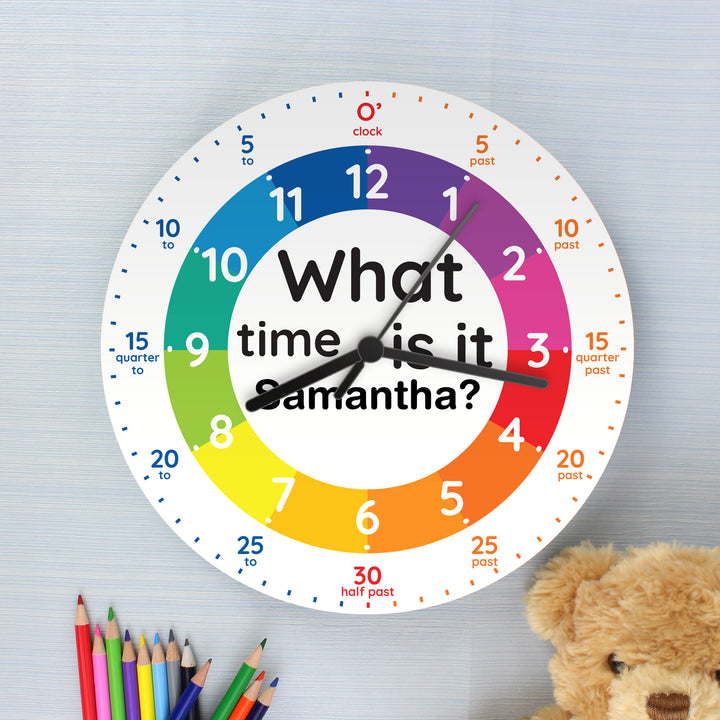 Personalised What Time Is It? Wooden Clock - part of the Gifts Finder Personalised Wooden Clocks collection