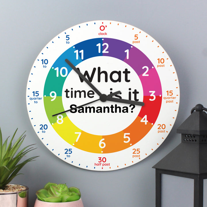 Personalised What Time Is It? Wooden Clock - part of the Gifts Finder Personalised Wooden Clocks collection