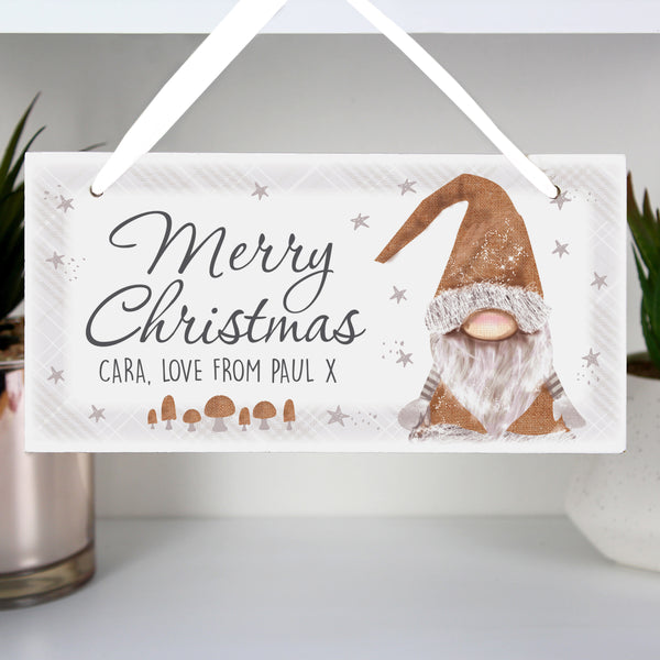 Buy Personalised Scandinavian Gnome Wooden Sign at www.giftsfinder.co.uk