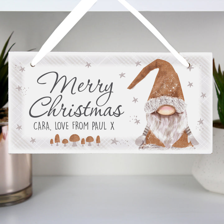 Buy Personalised Scandinavian Gnome Wooden Sign at www.giftsfinder.co.uk