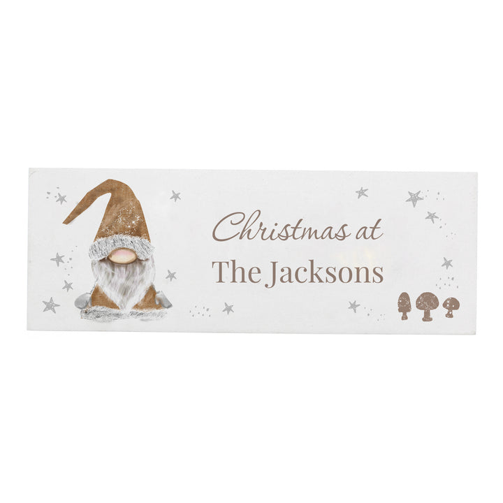 Buy Personalised Scandinavian Christmas Gnome Wooden Block Sign at www.giftsfinder.co.uk