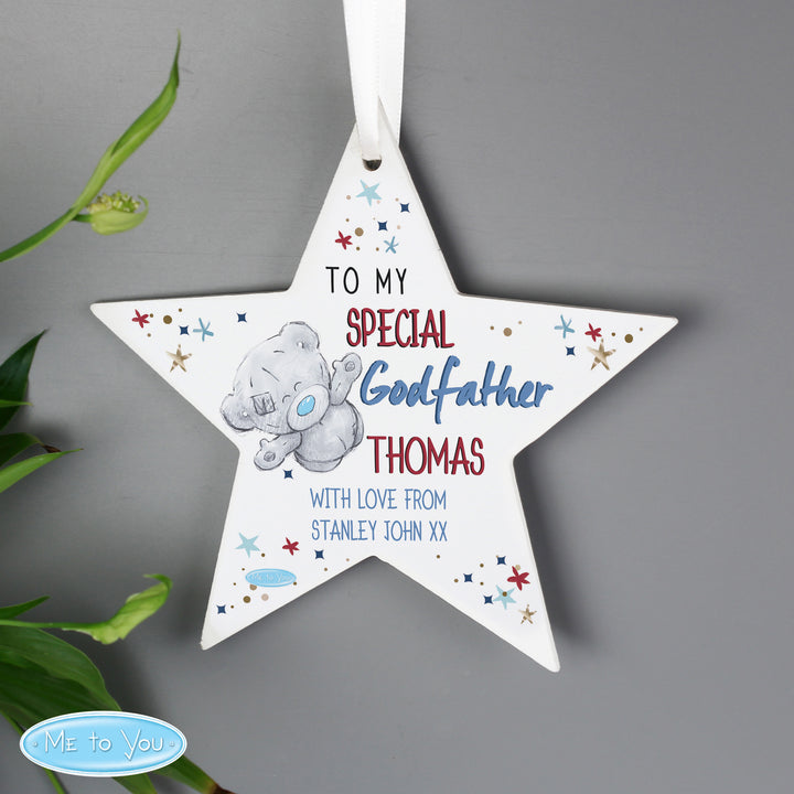 Buy Personalised Me to You Godfather Wooden Star Decoration at www.giftsfinder.co.uk