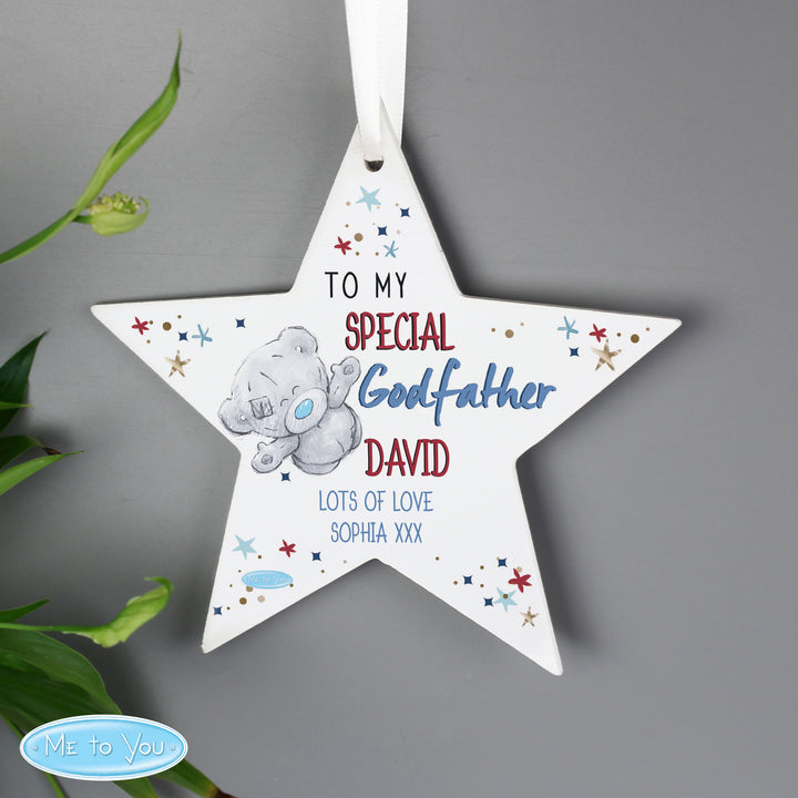 Buy Personalised Me to You Godfather Wooden Star Decoration at www.giftsfinder.co.uk