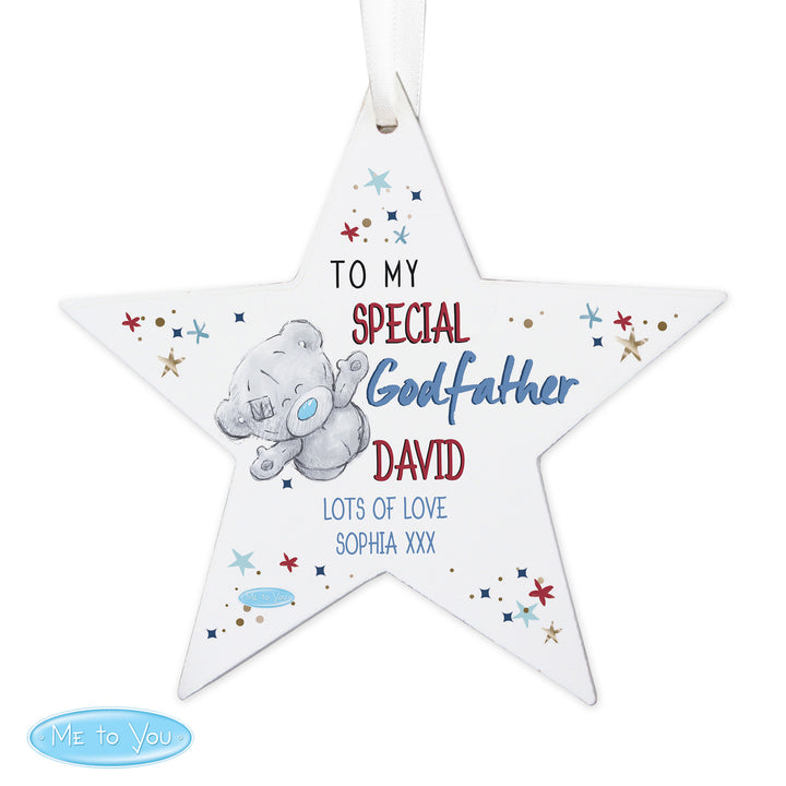 Buy Personalised Me to You Godfather Wooden Star Decoration at www.giftsfinder.co.uk