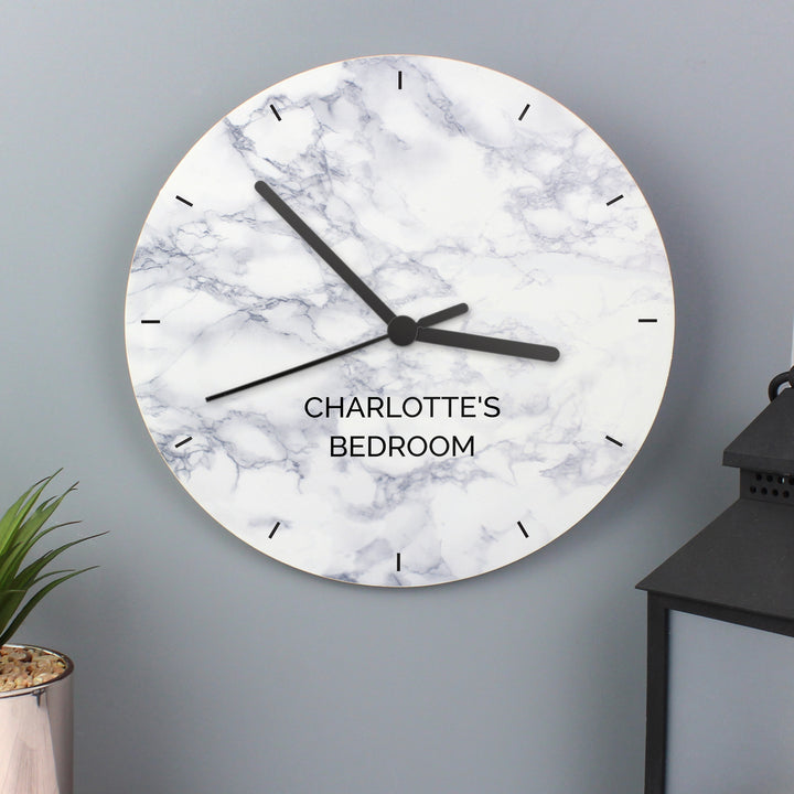 Personalised Marble Effect Wooden Clock - part of the Gifts Finder Personalised Wooden Clocks collection