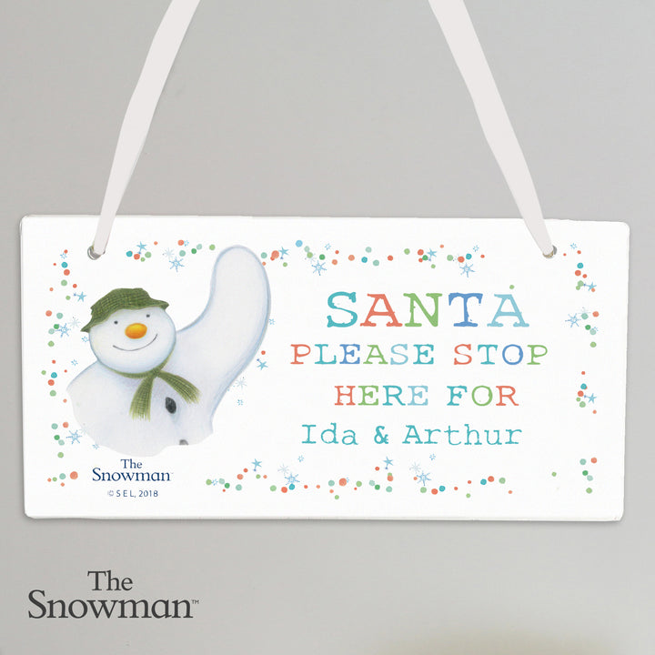 Buy Personalised The Snowman Let it Snow Santa Stop Here Wooden Sign at www.giftsfinder.co.uk