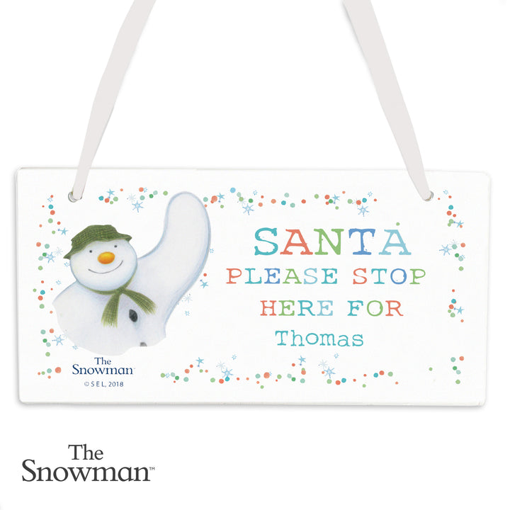 Buy Personalised The Snowman Let it Snow Santa Stop Here Wooden Sign at www.giftsfinder.co.uk