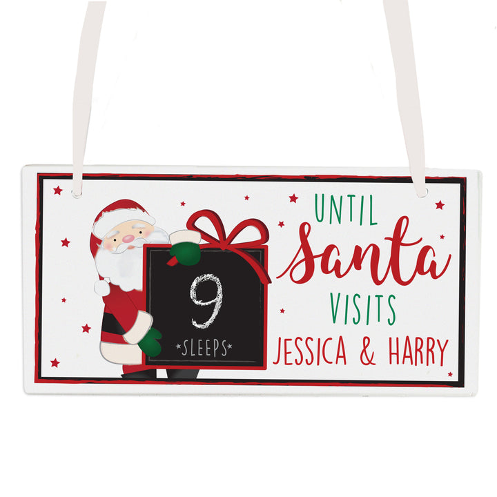 Personalised Santa Christmas Chalk Countdown Wooden Block in gift category Christmas Decorations