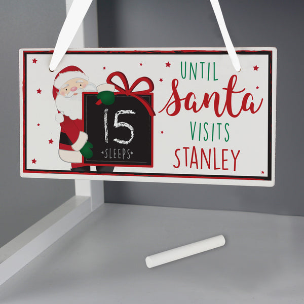 Buy Personalised Santa Christmas Chalk Countdown Wooden Block Sign at www.giftsfinder.co.uk