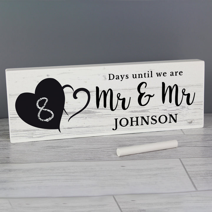 Buy Personalised Rustic Chalk Countdown Wooden Block Sign at www.giftsfinder.co.uk