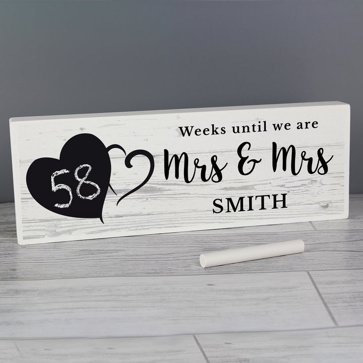 Buy Personalised Rustic Chalk Countdown Wooden Block Sign at www.giftsfinder.co.uk