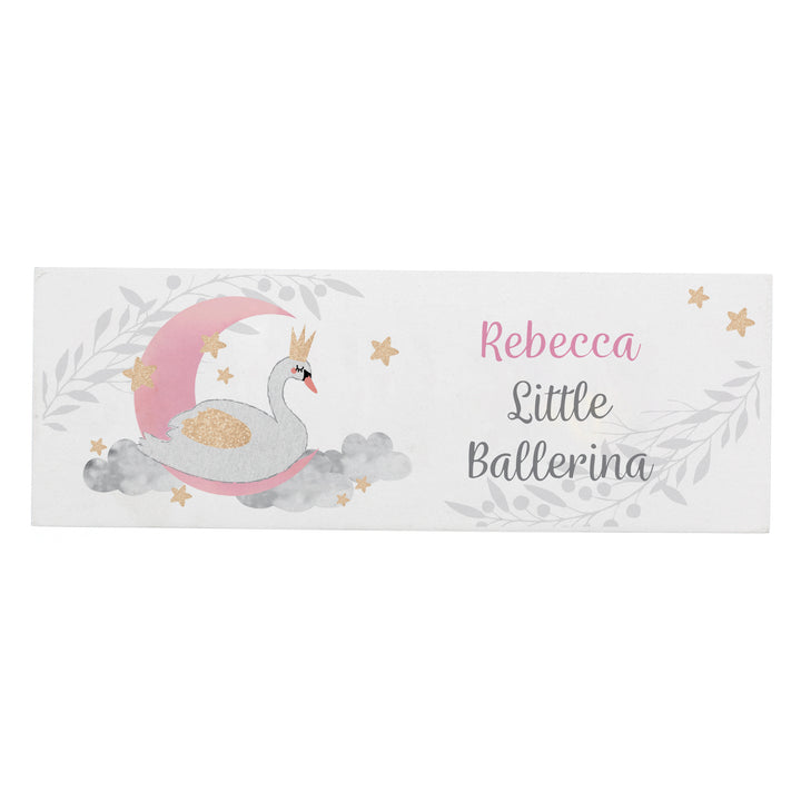 Buy Personalised Swan Lake Wooden Block Sign at www.giftsfinder.co.uk