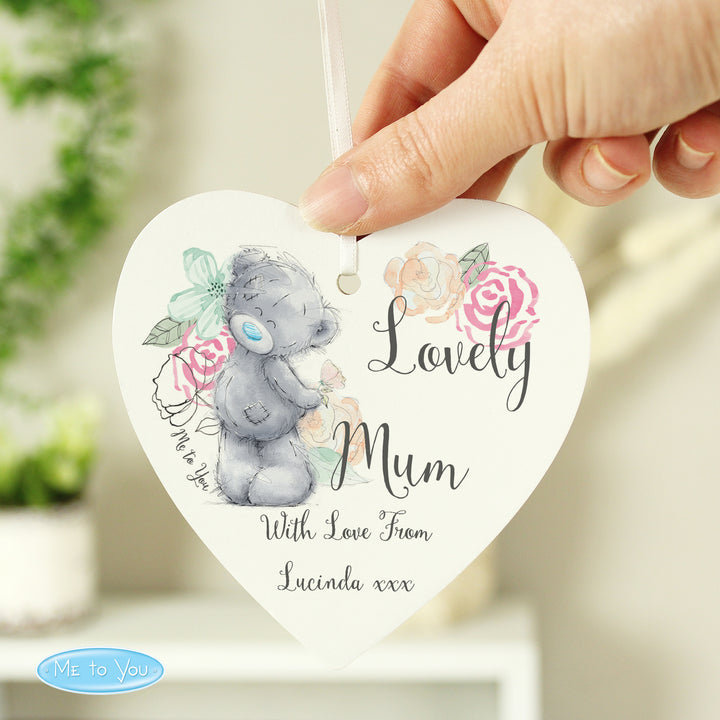 Personalised Me To You Floral Wooden Heart Decoration - part of the Personalised Heart Decorations collection