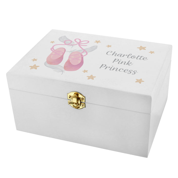 Buy Personalised Swan Lake Ballet White Wooden Keepsake Box at www.giftsfinder.co.uk