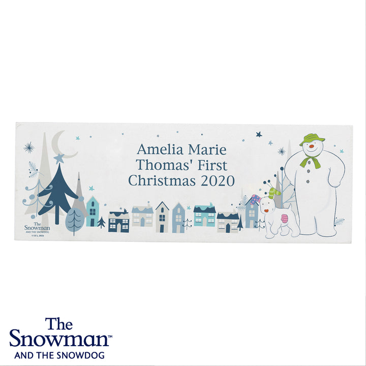 Buy Personalised The Snowman and the Snowdog Wooden Block Sign at www.giftsfinder.co.uk