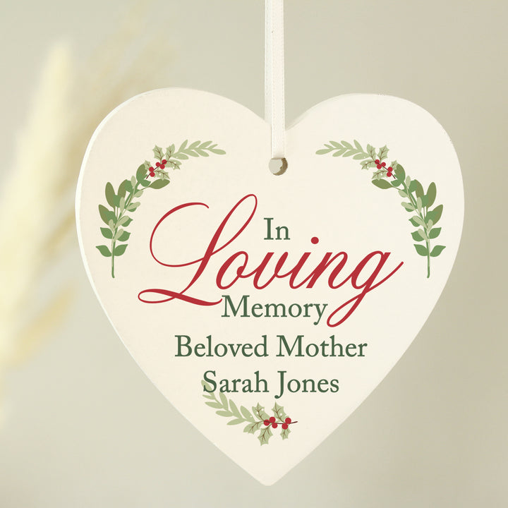 Buy Personalised In Loving Memory Wooden Heart Decoration at www.giftsfinder.co.uk