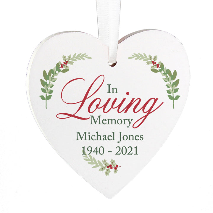 Buy Personalised In Loving Memory Wooden Heart Decoration at www.giftsfinder.co.uk