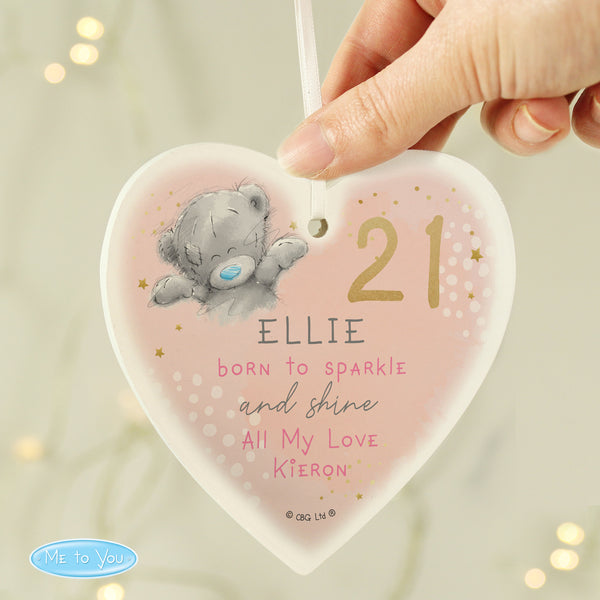 Buy Personalised Me To You Sparkle & Shine Birthday Wooden Heart Decoration at www.giftsfinder.co.uk