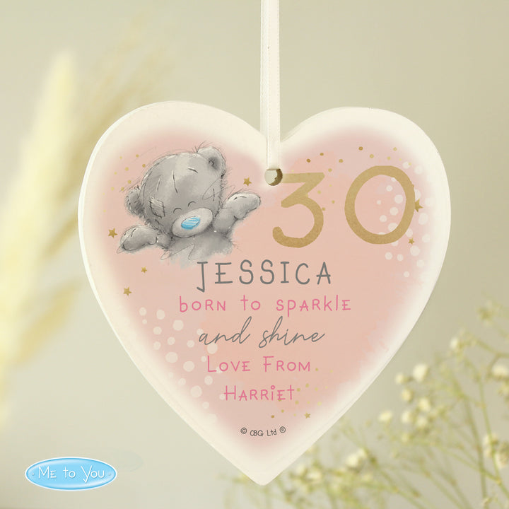 Buy Personalised Me To You Sparkle & Shine Birthday Wooden Heart Decoration at www.giftsfinder.co.uk