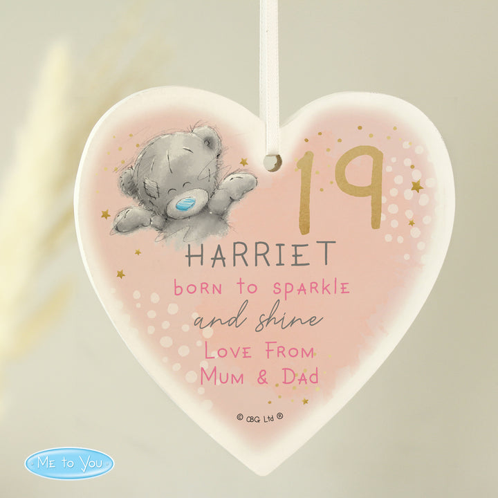 Buy Personalised Me To You Sparkle & Shine Birthday Wooden Heart Decoration at www.giftsfinder.co.uk