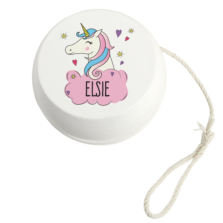 Personalised Unicorn White Wooden Yoyo - part of the Gifts Finder Personalised Yoyos collection