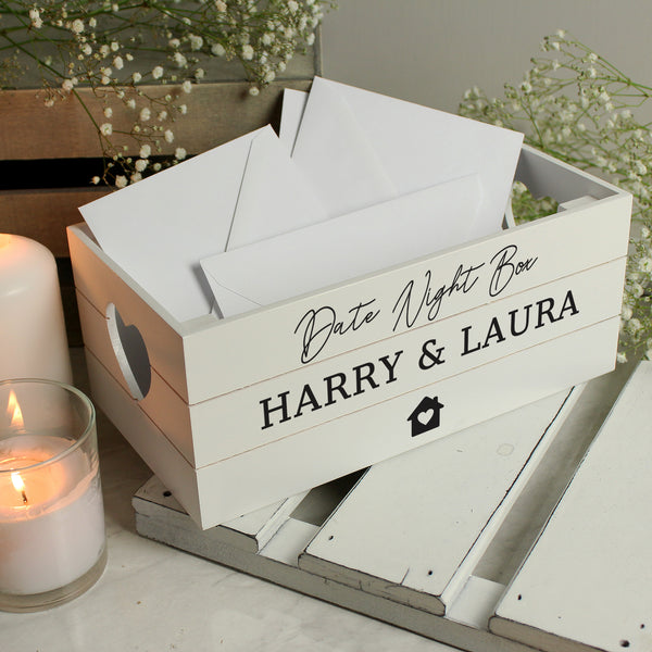 Buy Personalised Home White Wooden Crate available now at www.giftsfinder.co.uk