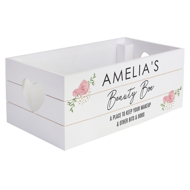 Personalised Abstract Rose White Wooden Crate