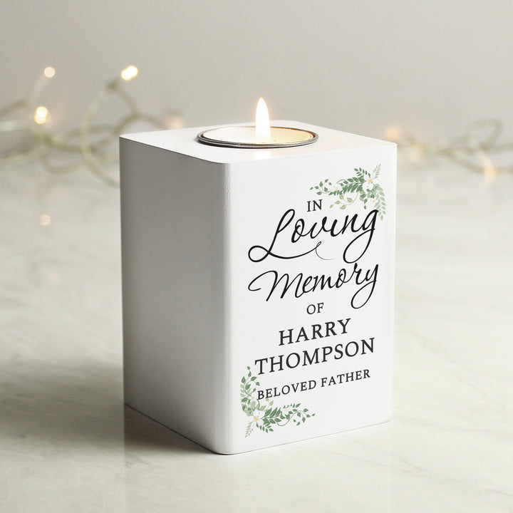 Personalised In Loving Memory White Wooden Tea Light Holder - part of the Gifts Finder Personalised Tea Light Holders collection