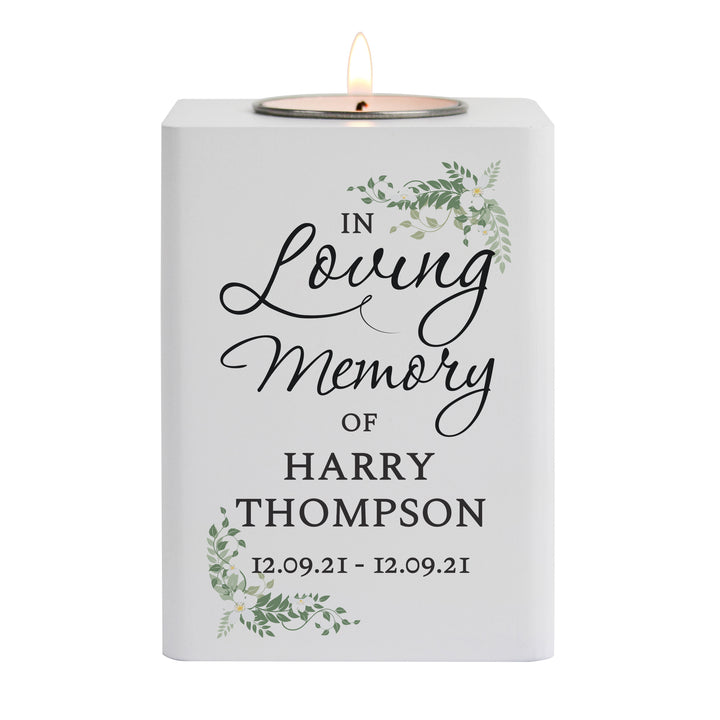 Personalised In Loving Memory White Wooden Tea Light Holder - part of the Gifts Finder Personalised Tea Light Holders collection