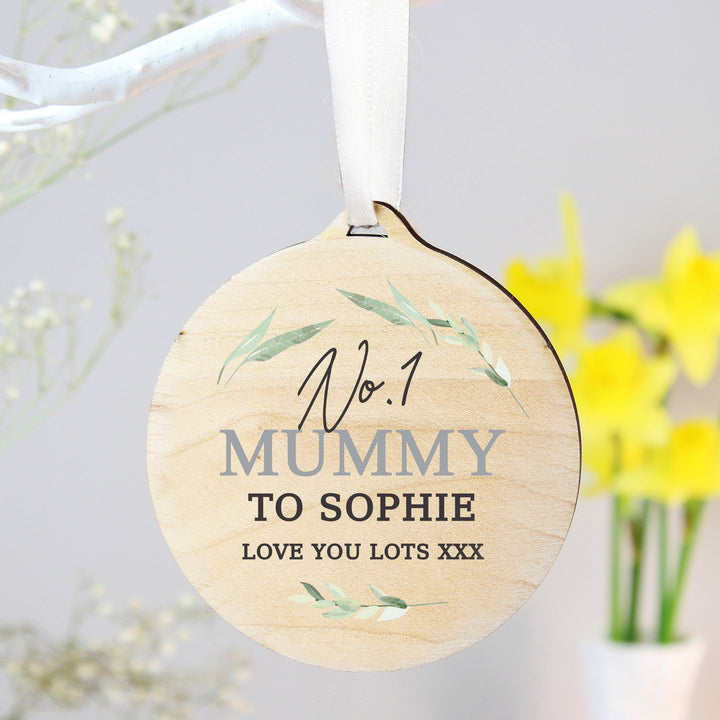 Buy Personalised Leaf Decor Round Wooden Decoration available now at www.giftsfinder.co.uk