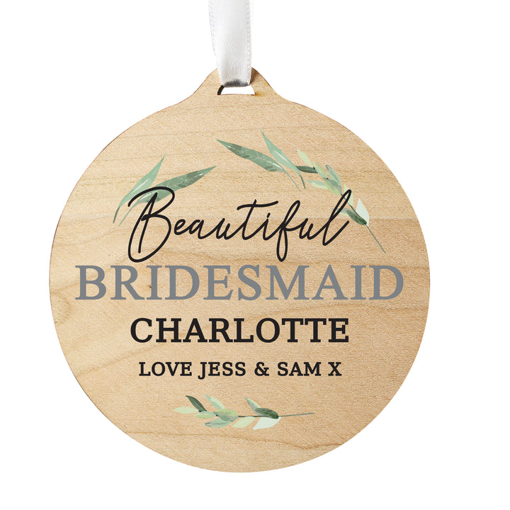 Buy Personalised Leaf Decor Round Wooden Decoration available now at www.giftsfinder.co.uk