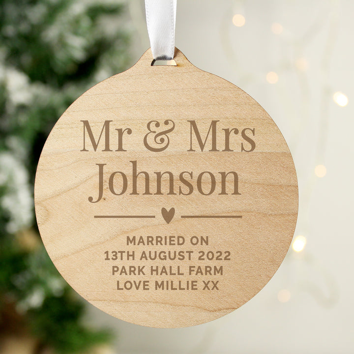 Buy Personalised Couples Round Wooden Decoration available now at www.giftsfinder.co.uk