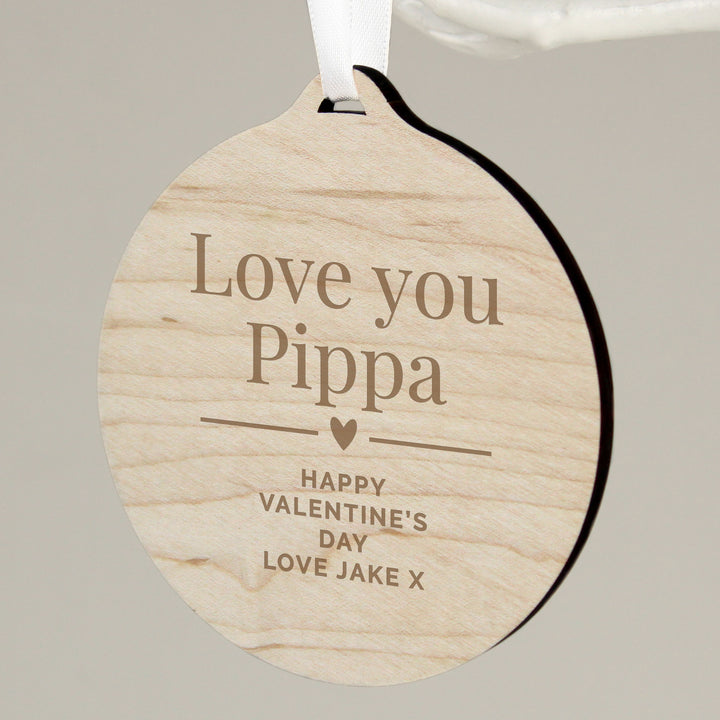 Buy Personalised Couples Round Wooden Decoration available now at www.giftsfinder.co.uk