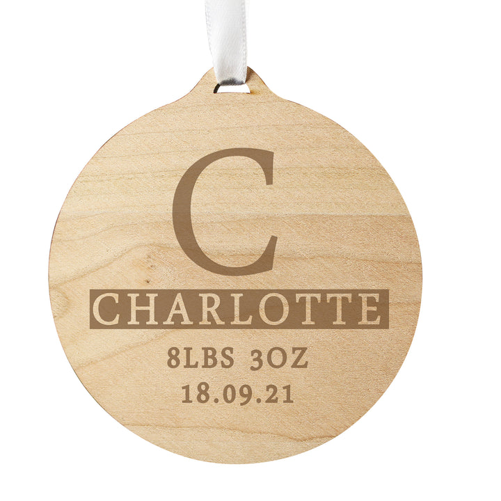 Buy Personalised Initial Round Wooden Decoration available now at www.giftsfinder.co.uk