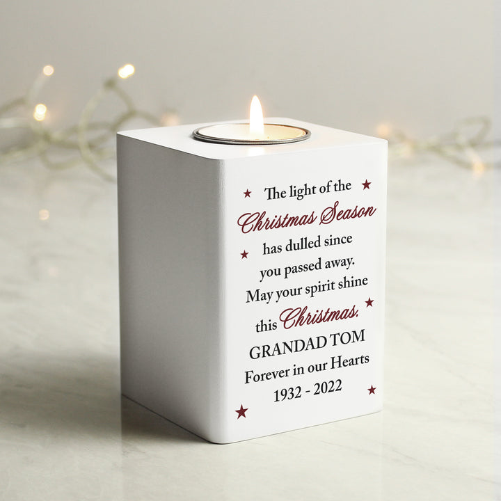 Buy Personalised Christmas Season Memorial Wooden Tealight Holder available now at www.giftsfinder.co.uk