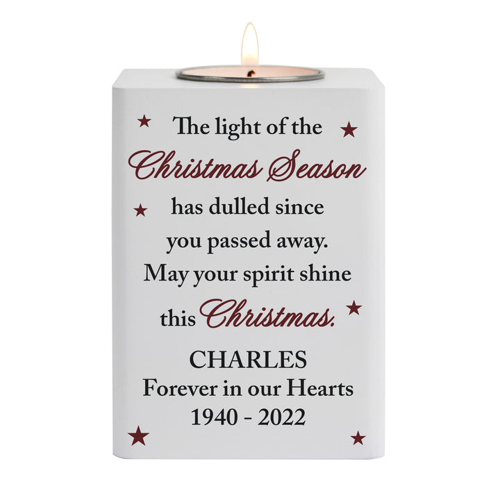 Buy Personalised Christmas Season Memorial Wooden Tealight Holder available now at www.giftsfinder.co.uk