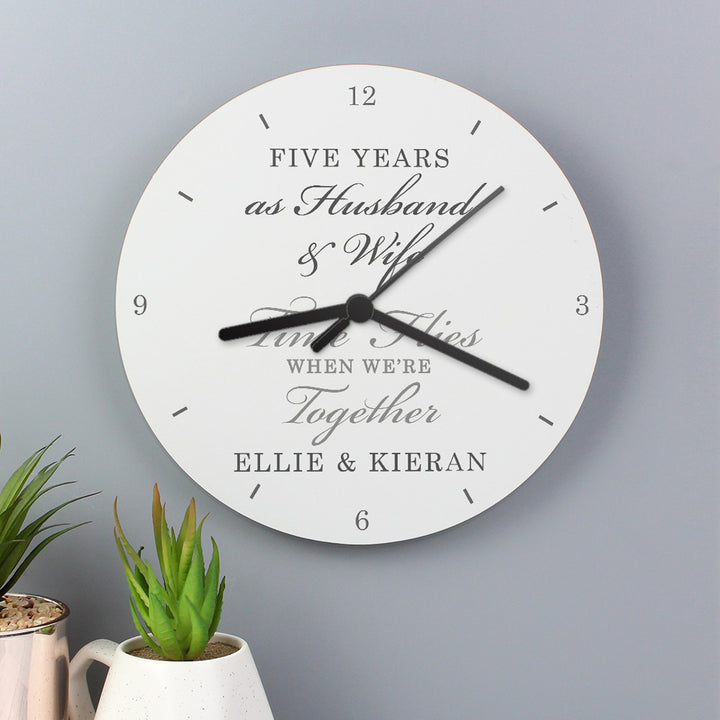 Buy Personalised Anniversary Wooden Clock available now at www.giftsfinder.co.uk