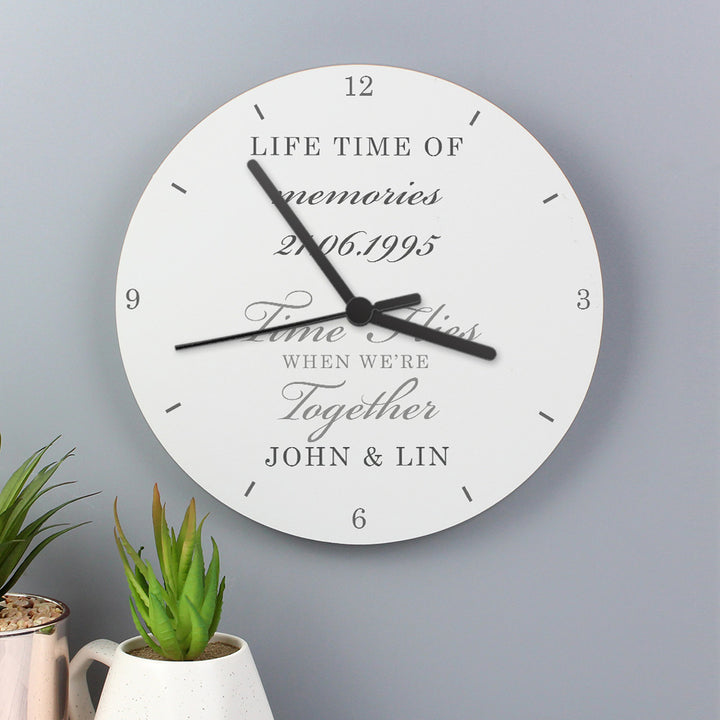 Buy Personalised Anniversary Wooden Clock available now at www.giftsfinder.co.uk