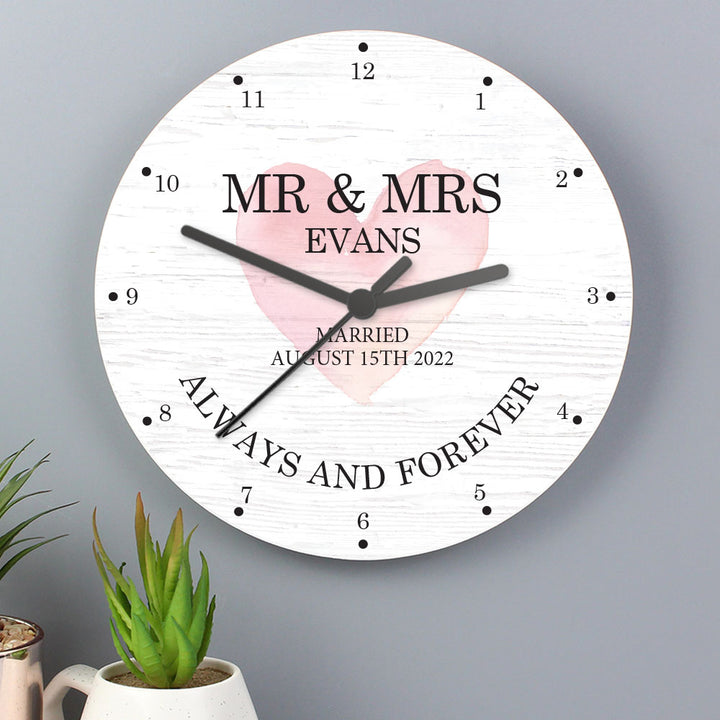 Buy Personalised Couples Wooden Clock available now at www.giftsfinder.co.uk