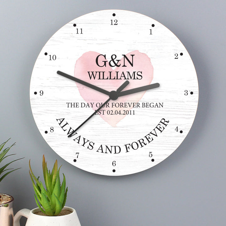 Buy Personalised Couples Wooden Clock available now at www.giftsfinder.co.uk