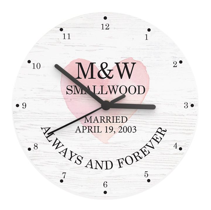 Buy Personalised Couples Wooden Clock available now at www.giftsfinder.co.uk