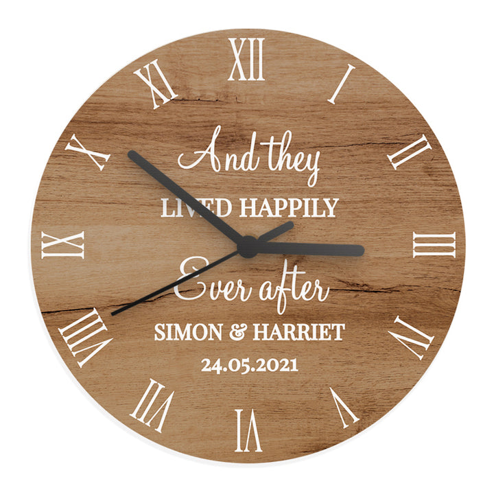 Buy Personalised Free Text Wood Effect Clock available now at www.giftsfinder.co.uk