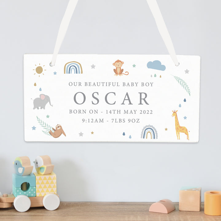 Personalised Safari Animals Wooden Sign in gift category Personalised Signs