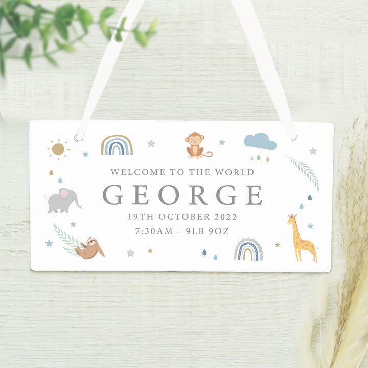 Personalised Safari Animals Wooden Sign in gift category Personalised Signs