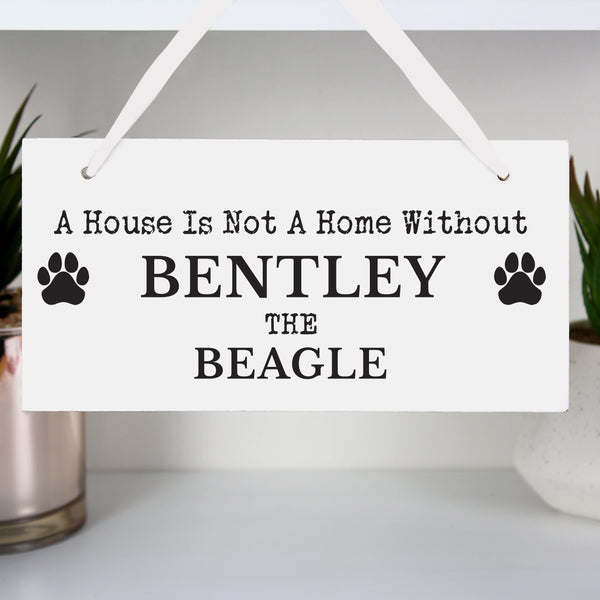 Buy Personalised Paw Print Dog Breed Wooden Sign at www.giftsfinder.co.uk