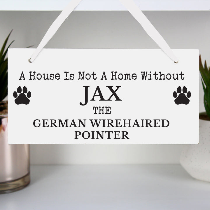 Buy Personalised Paw Print Dog Breed Wooden Sign at www.giftsfinder.co.uk